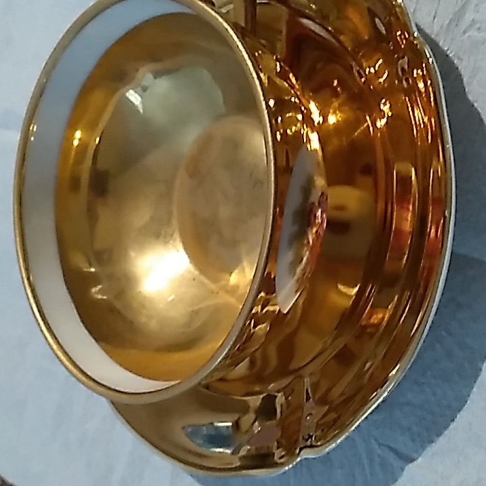 18 k gold teacup & saucer